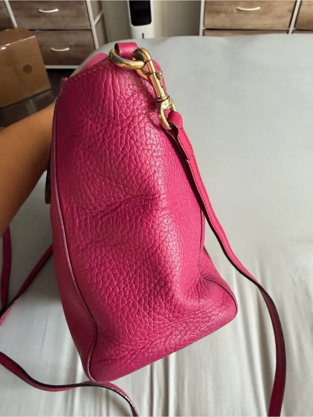 Gucci Fuchsia Leather Satchel with Detachable Strap